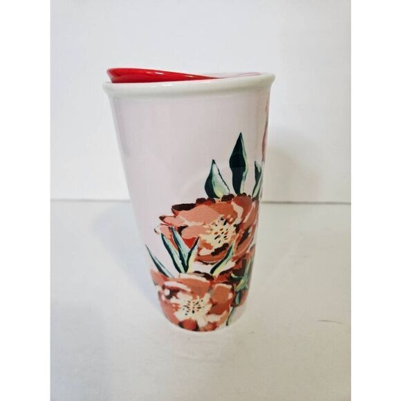 Starbucks floral ceramic travel mug with lid, 2015. - Picture 1 of 4